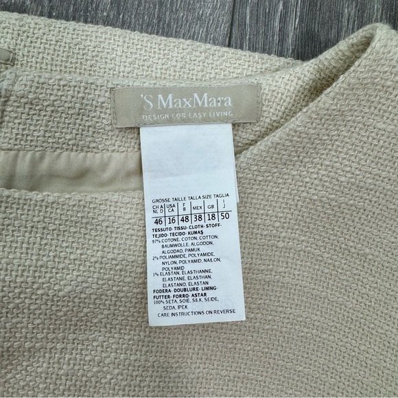 Max Mara Cream Contrast Cuff Dress Classic Shift Style Women’s 16 - Picture 5 of 9